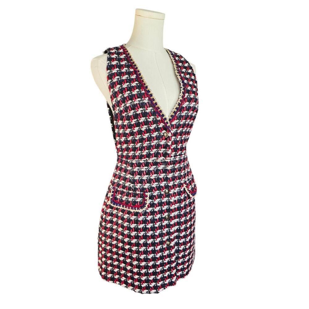 ZARA Black-Red Tweed Button Down Dress